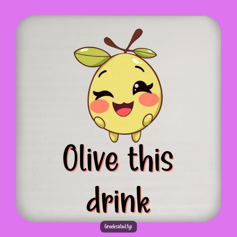 Funny Winking Olive Coaster - Protect Surfaces with Puns