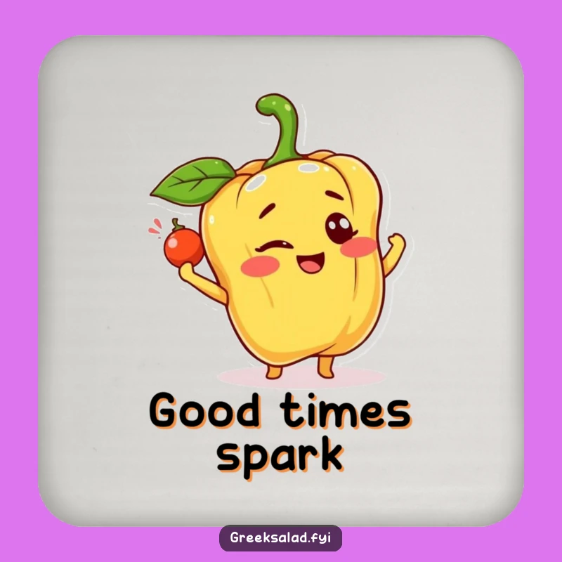 Funny Happy Bell Pepper Coaster Set: Cheerful Protection, Perfect Humorous Gift