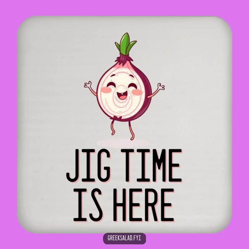 Funny Red Onion Jig Coaster - Protect Surfaces with Dance, Fun Humor Gift