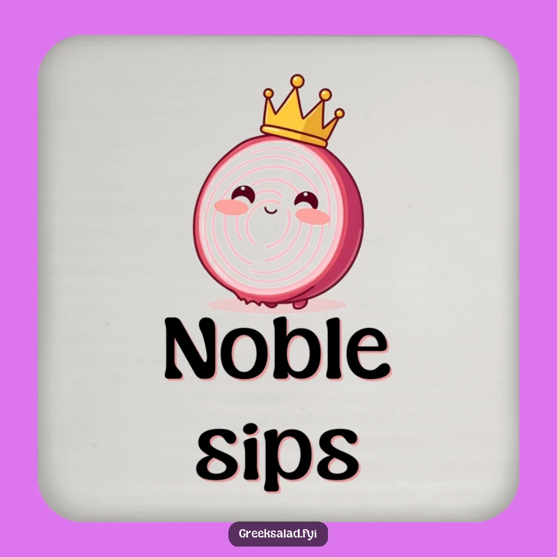 Funny Blushing Onion Crown Drink Coaster: Protect Surfaces with Royal Flair