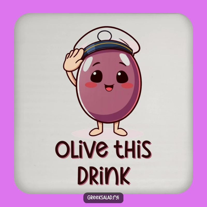 Funny Sailor Olive Coaster - Cheerful Nautical Protection, Saluting Olive Design, Chic Funny Gift!