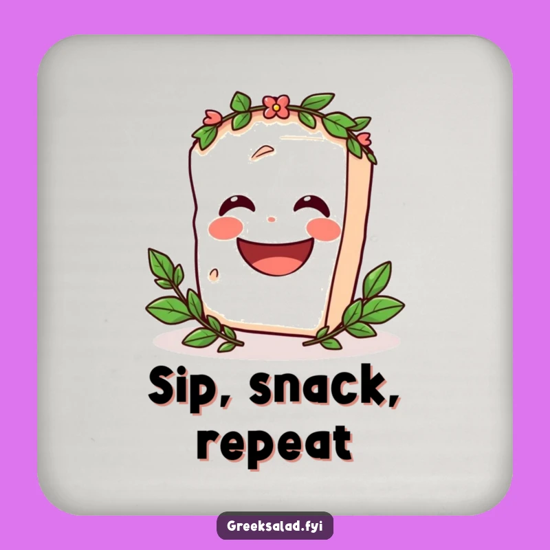 Funny Feta Spin Drink Coaster - Cheese Cartoon Coaster Set, Perfect Funny Gift for Hosts