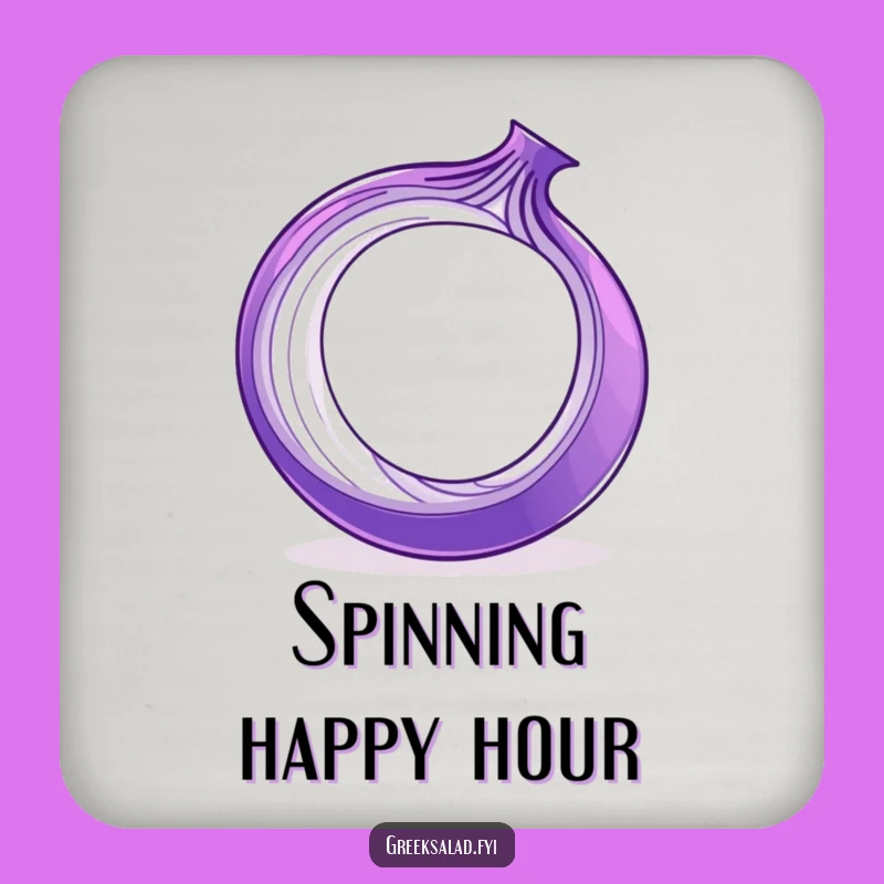 Funny Onion Ring Coaster - Protect Surfaces with Humorous Purple Spin Art