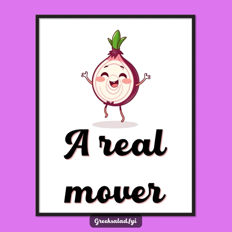 Funny Red Onion Jig Poster - Happy Veggie Art, Quirky Humor Gift for Walls