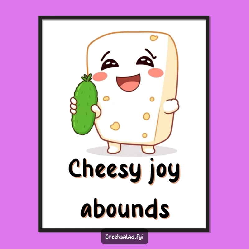 Funny Feta Laugh Poster: Cheesy Joy Art, Humorous Funny Gift Decor