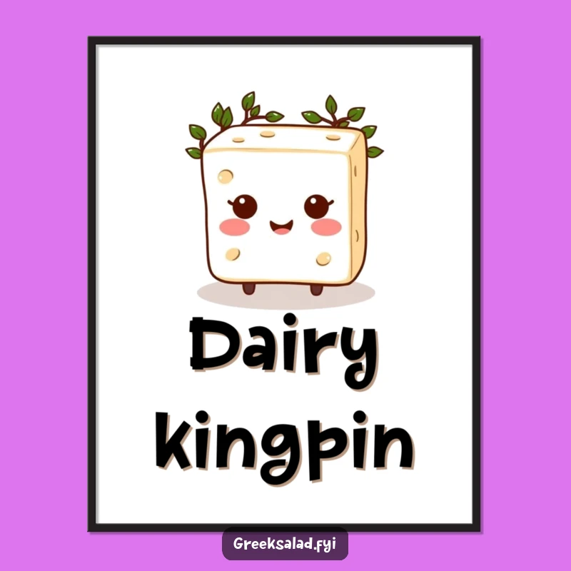 Funny Feta Cheese Poster: Adorn Your Walls with Happy Greek God Art!