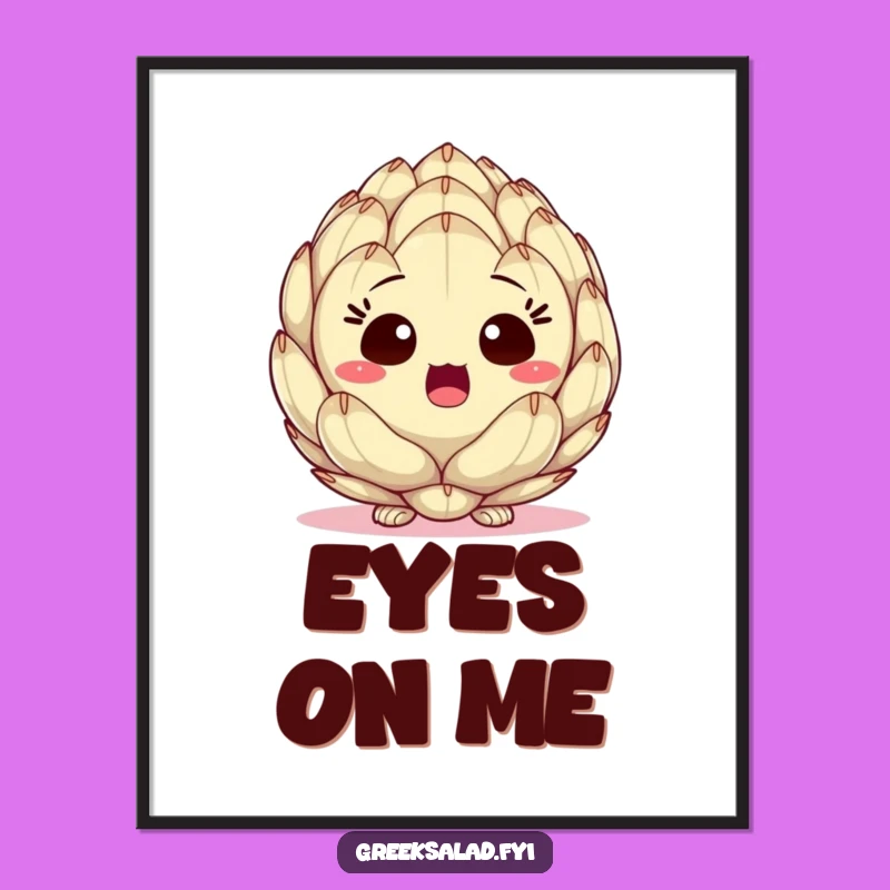 Funny Surprised Artichoke Heart Poster: Veggie Surprise for Your Walls