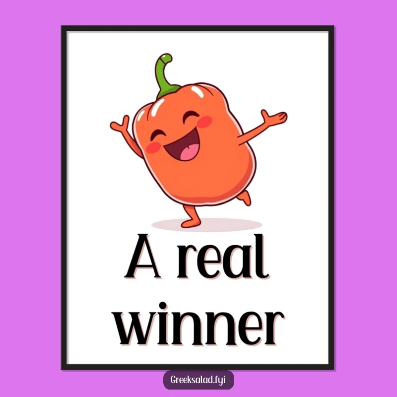 Funny Bell Pepper Cartwheel Poster - Energetic Art, Quirky Humor Gift for Walls