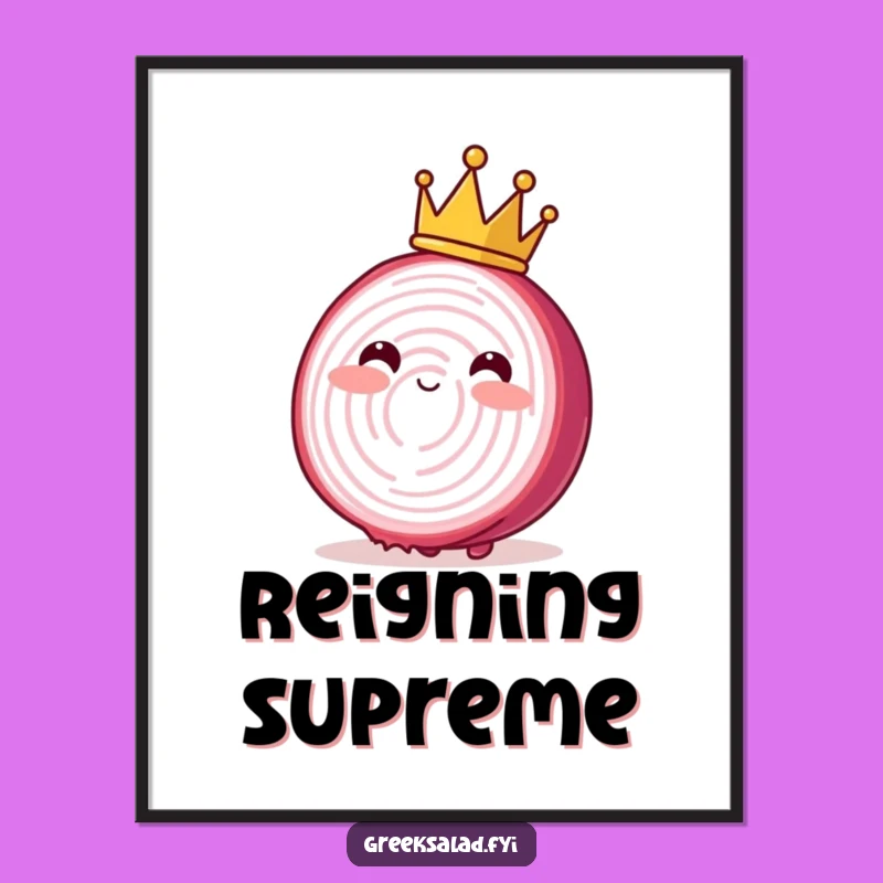 Funny Blushing Onion Crown Poster: Regal Veggie Art for Your Walls