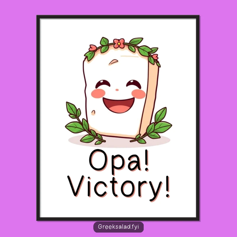 Funny Feta Spin Poster - Laughing Cheese Art Print, Perfect Funny Gift for Kitchen Decor