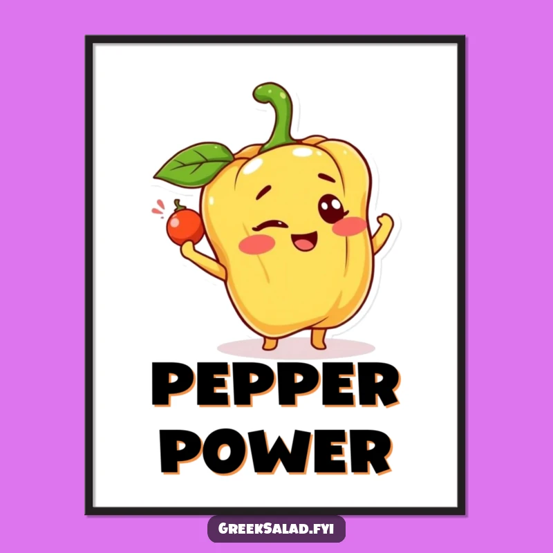 Funny Happy Bell Pepper Poster: Cheerful Veggie Art, Perfect Humorous Gift