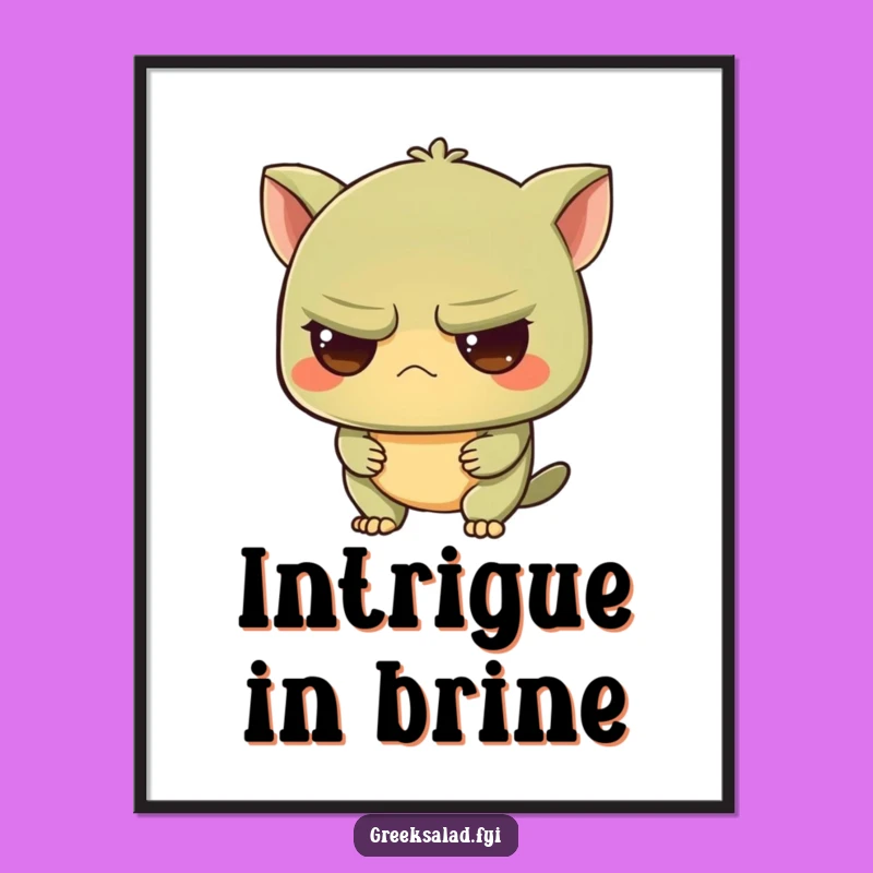 Funny Intrigued Olive Poster: Grumpy Wall Art for a Witty, Curious Atmosphere