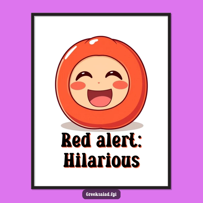 Funny Laughing Tomato Poster: Cheerful Wall Art for a Joyful Kitchen Atmosphere