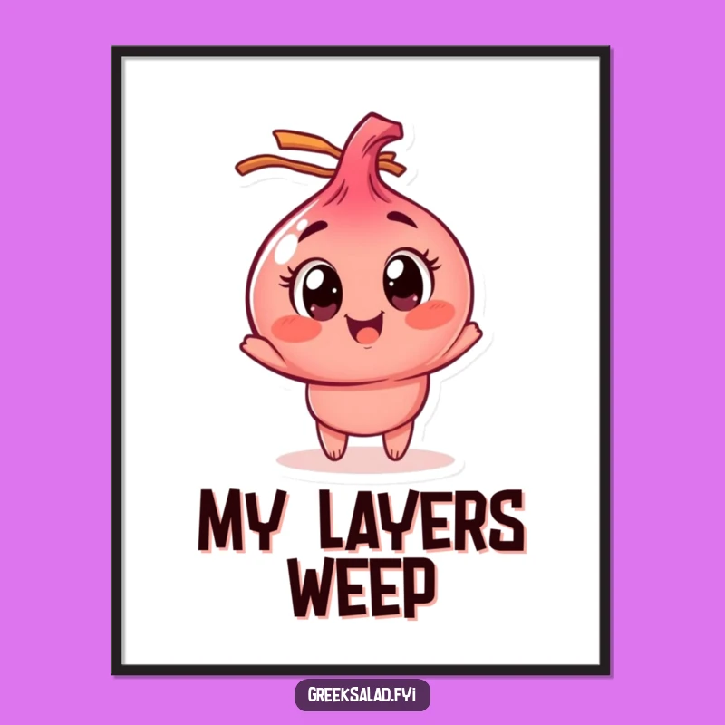 Funny Red Onion Poster, Hilarious Spinning Character Art for a Cheerful Room