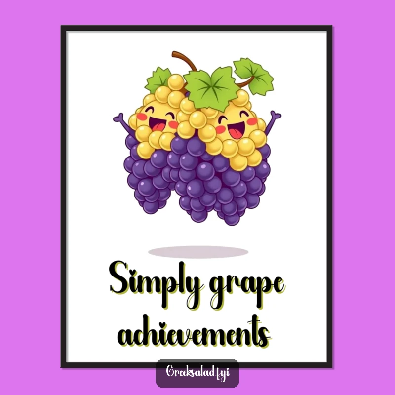 Funny Synchronized Grape Jump Poster - Vibrant and Hilarious Fruit Art, Perfect Funny Gift Decor!