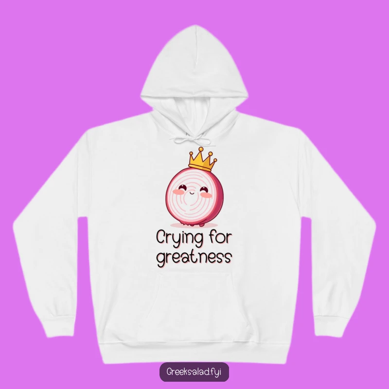 Cozy Funny Blushing Onion Crown Hoodie: Regal Comfort and Humor