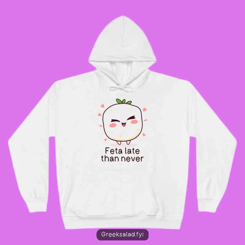 Cozy Funny Winking Feta Hoodie, Hilarious Cheesy Character for Mischievous Comfort