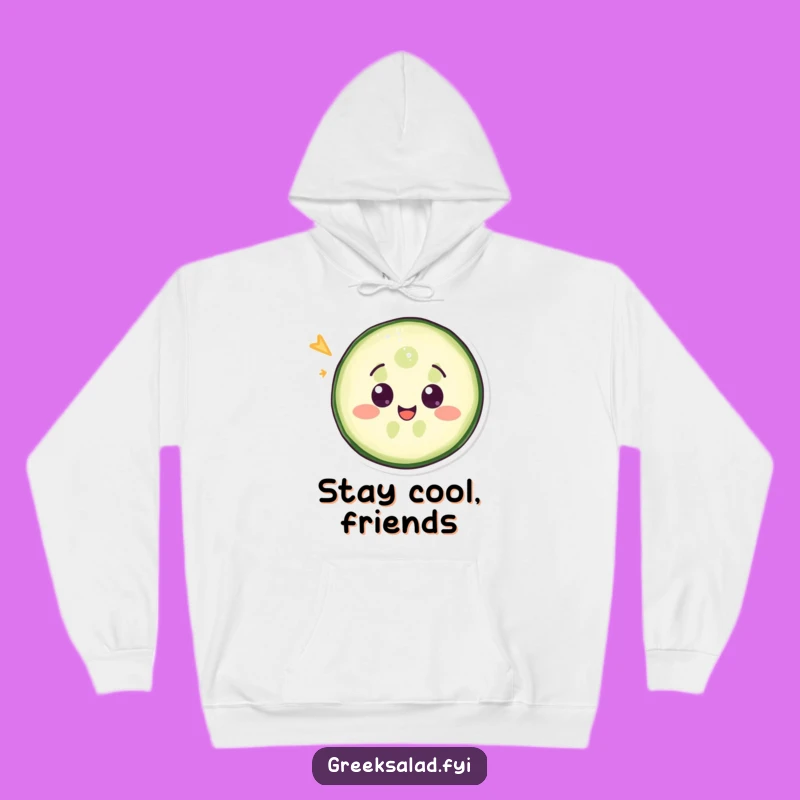 Funny Cucumber Slice Wink Hoodie - Cozy and Comical Veggie Wear