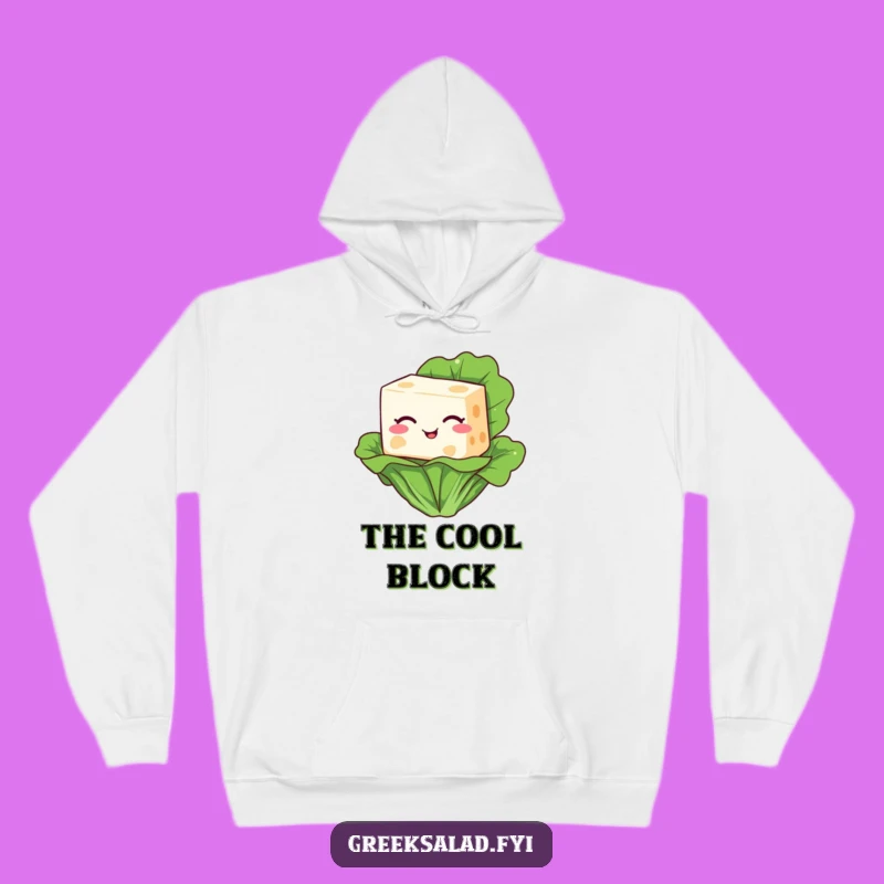 Funny Feta Cheese Winking Hoodie: Cozy Cartoon Comfort for Cheese Aficionados