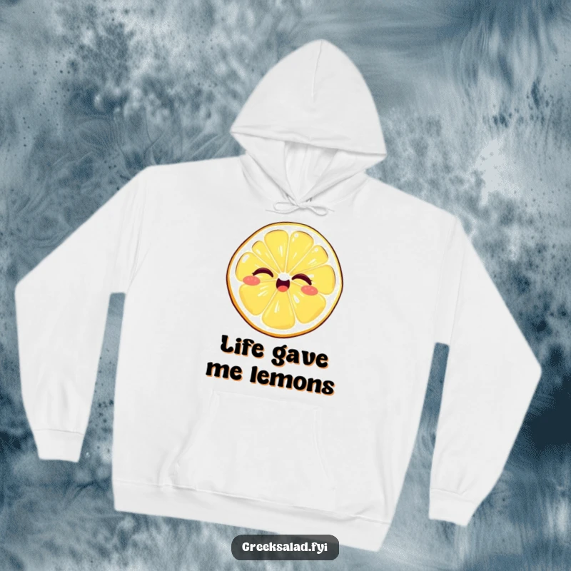 Funny hoodie featuring a giggling lemon slice with a playful wink, perfect for anyone who loves a zesty sense of humor.
