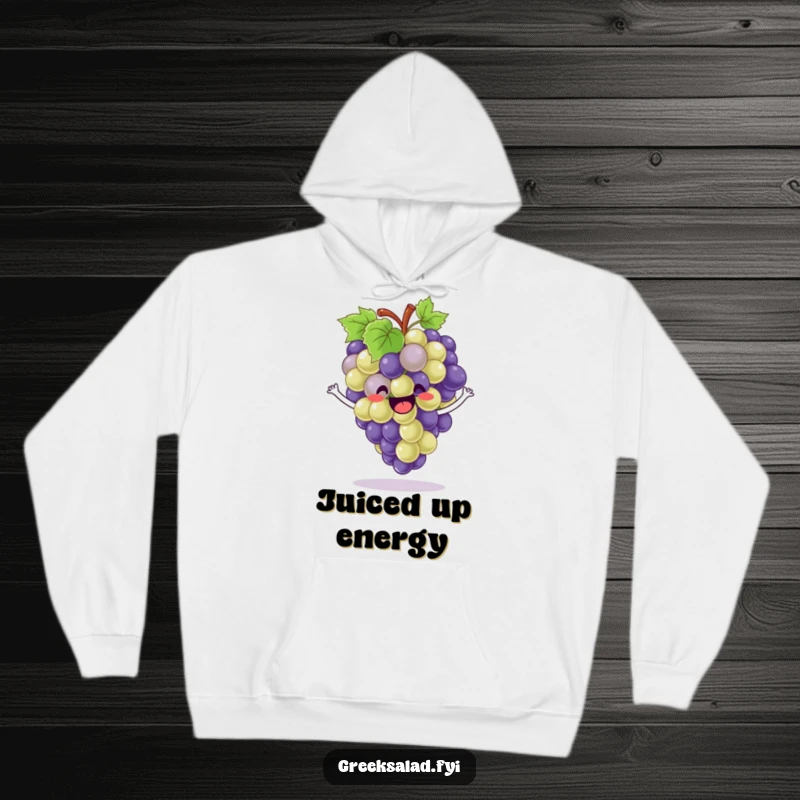 Funny Hoodie: Delighted grapes enthusiastically bounce, designed for cozy, cheerful vibes.