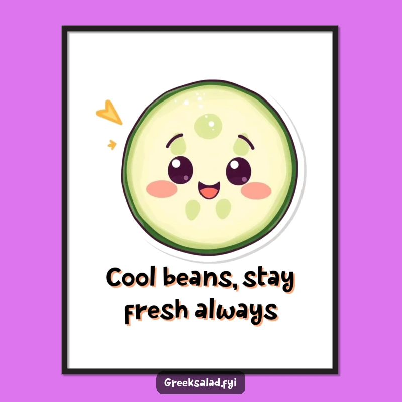 Funny Free Printable Wall Art: Winking Cucumber Slice - Quirky Kitchen Downloadable