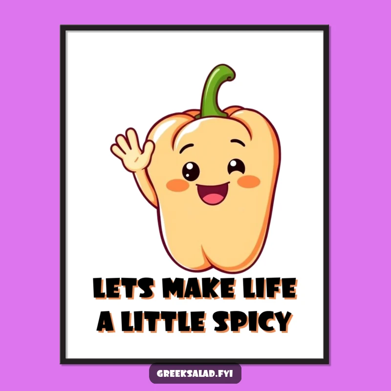 Funny Free Printable Wall Art: Grinning Pepper Character Downloadable Art