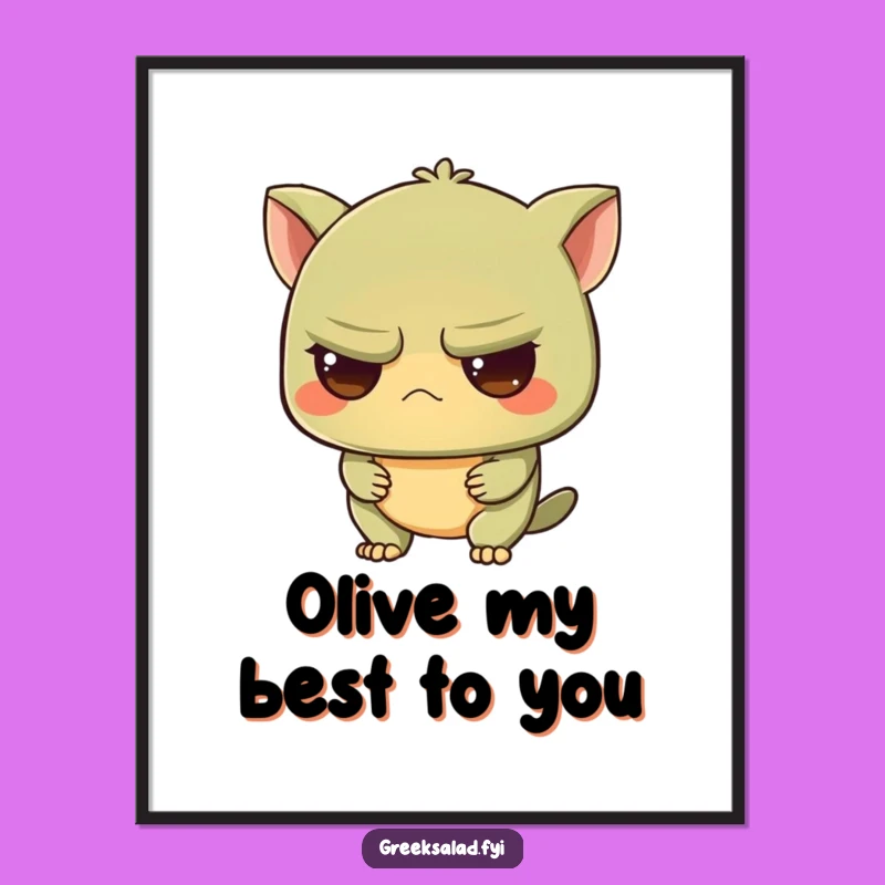 Intrigued Free Printable Wall Art: Grumpy Olive Character Downloadable Decor