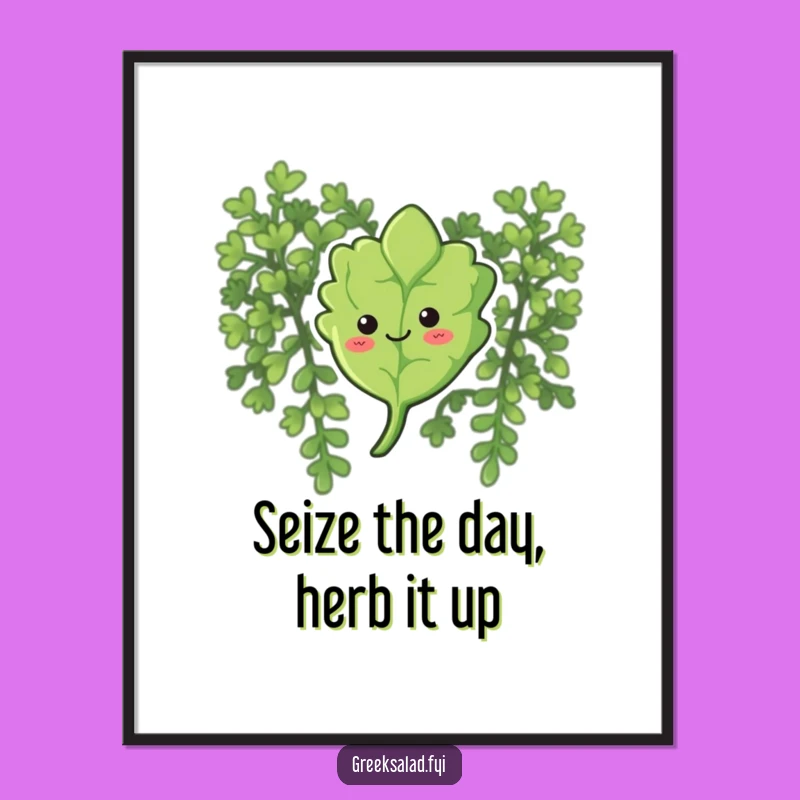 Funny Free Printable Wall Art: Smiling Oregano Leaf Downloadable Art