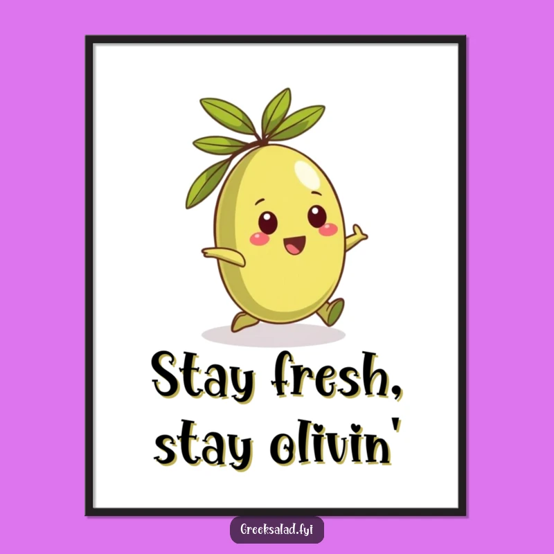 Whimsical Free Printable Wall Art: Rolling Olive Character, Playful Downloadable Decor