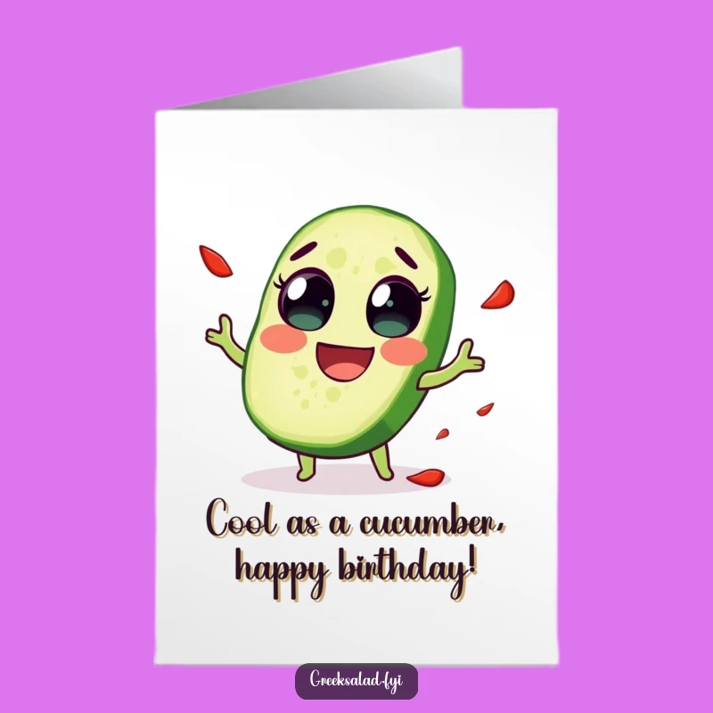 Free Printable Cucumber Birthday Card: Juggling Slice Downloadable Gift