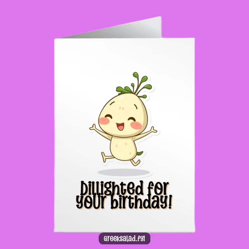 Joyful Free Printable Birthday Card: Happy Hopping Dill Sprig for a Cheerful Downloadable Gift!