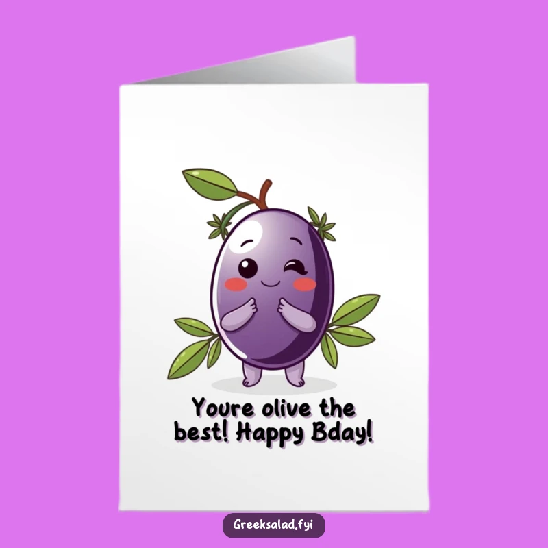 Free Printable Birthday Card: Elegant Olive Humor, Downloadable Sophisticated Joke Gift
