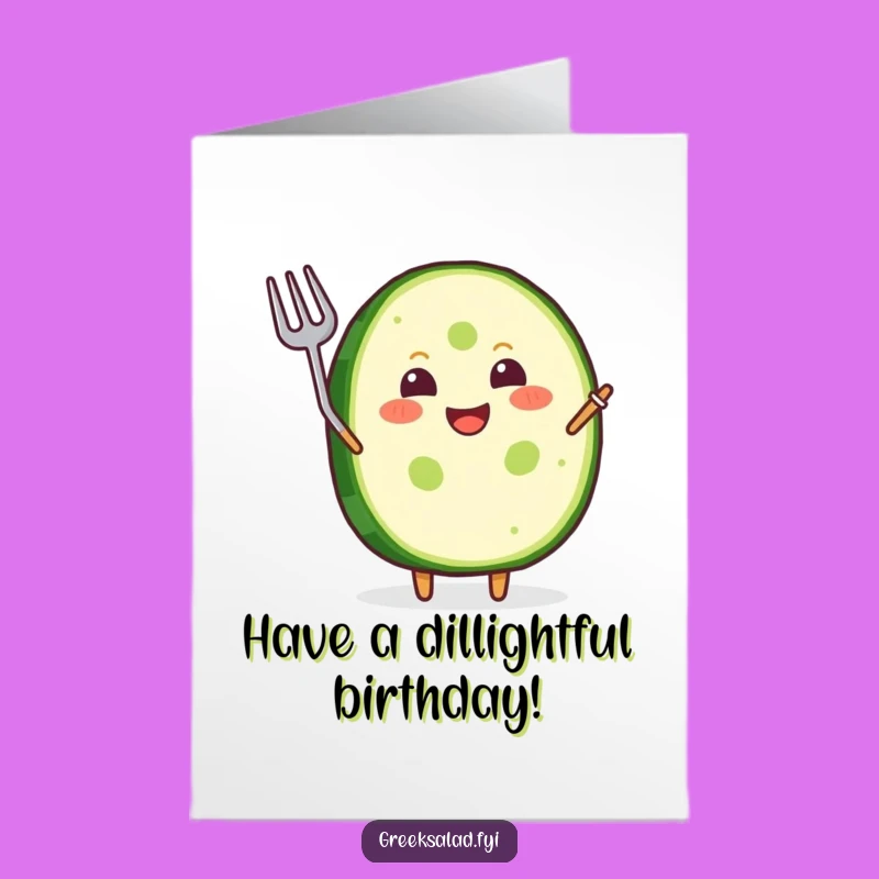 Free Printable Birthday Card: Funny Cucumber Grin - Downloadable Foodie Fun!