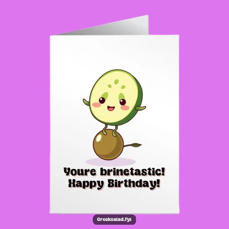Free Printable Birthday Card: Funny Cucumber & Olive Humor Greeting, Downloadable Joke Gift