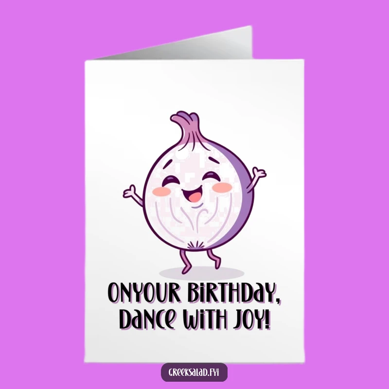 Free Printable Birthday Card: Giggling Onion Dancing, Funny Downloadable Gift