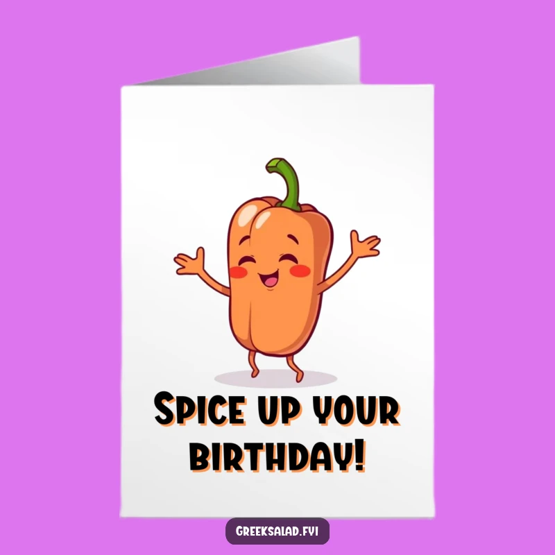 Free Printable Birthday Card: Silly Dancing Pepper - Fun Downloadable Party Gift