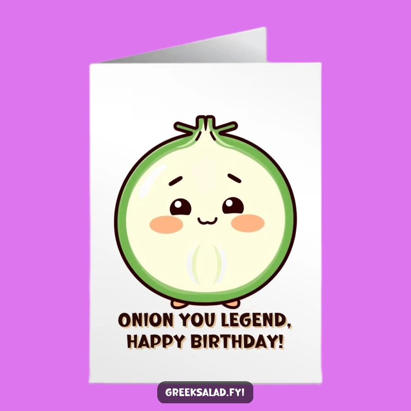 Free Printable Happy Birthday Onion Card: Shy Bow Funny Downloadable Gift