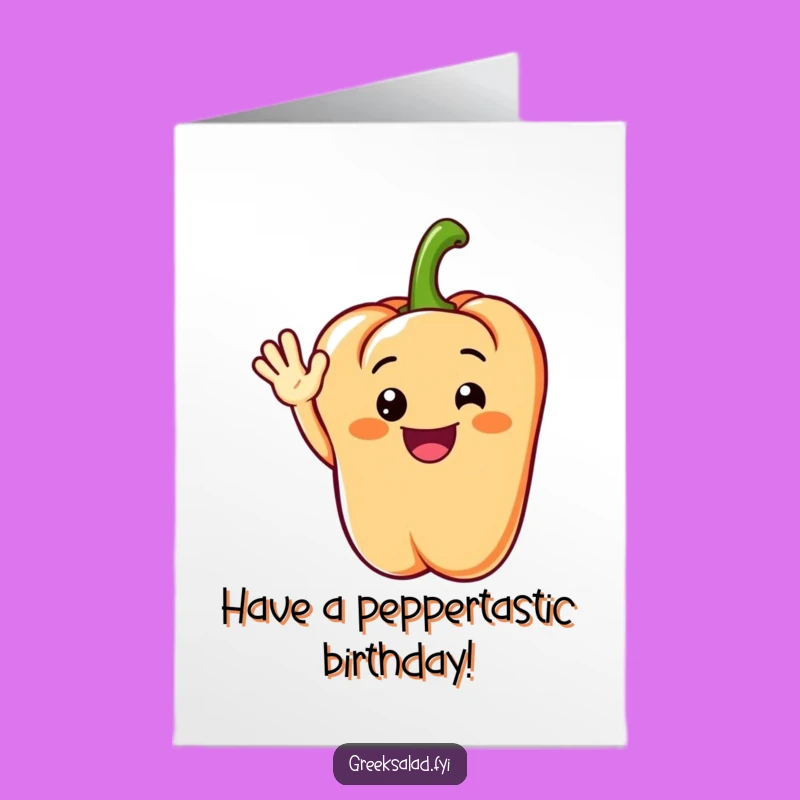 Free Printable Birthday Card: Waving Pepper Character Funny Downloadable Gift