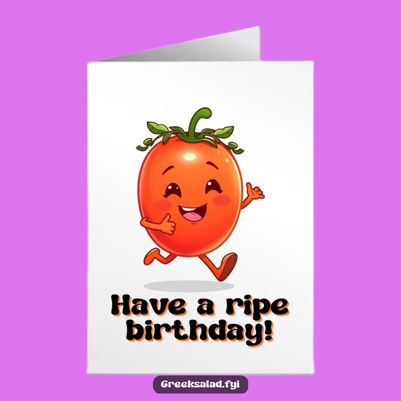 Free Printable Birthday Card: Jogging Tomato, Hilarious Downloadable Health Wish Card