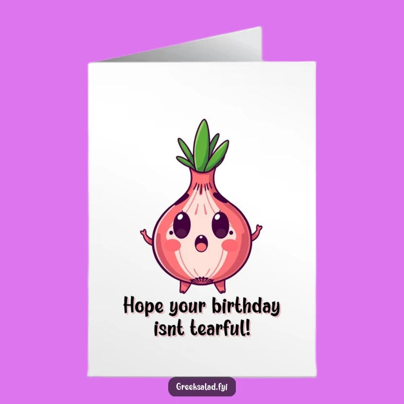 Free Printable Birthday Card: Surprised Onion, Funny Downloadable Surprise