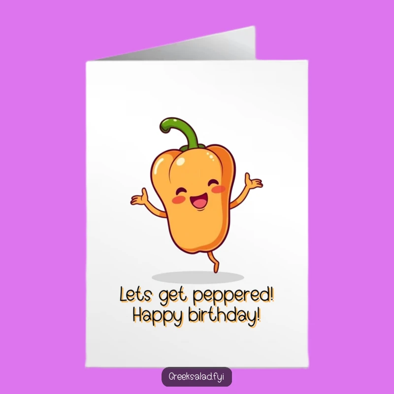 Free Printable Dancing Bell Pepper Birthday Card: Energetic Downloadable Gift for Fun!