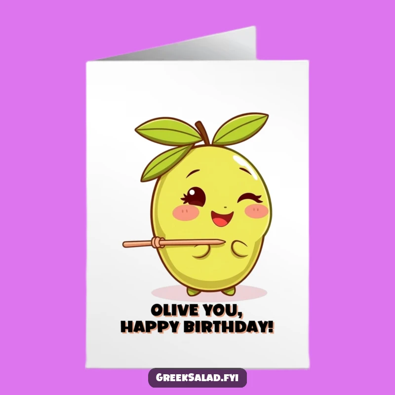 Free Printable Olive Birthday Card: Winking Balancer Downloadable Gift