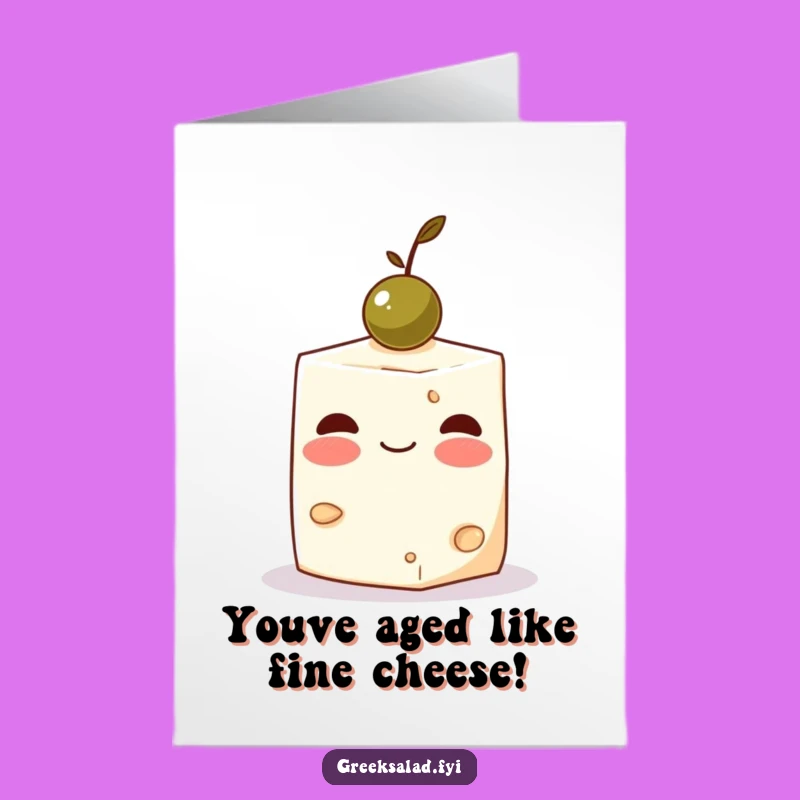 Free Printable Birthday Card: Blushing Feta Olive Balance - Cute Downloadable Gift