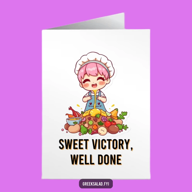 Free Printable Congrats Card: Baking Character, Drizzle, Humorous Downloadable Gift