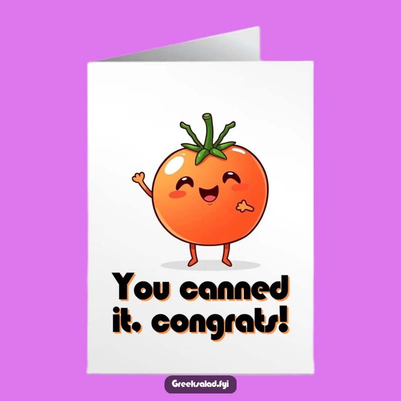 Congratulate them with this free printable card! A cheerful tomato and cucumber cheer, ready to print at home.
