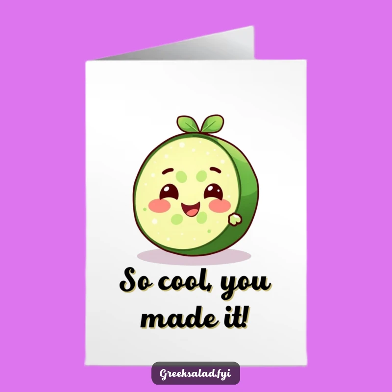 Free Printable Congrats Card: Cool Cucumber Slice, Refreshing Downloadable Win Gift