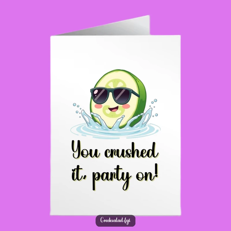 Free Printable Congrats Card: Funny Cucumber Sunglasses Splash - Awesome Downloadable