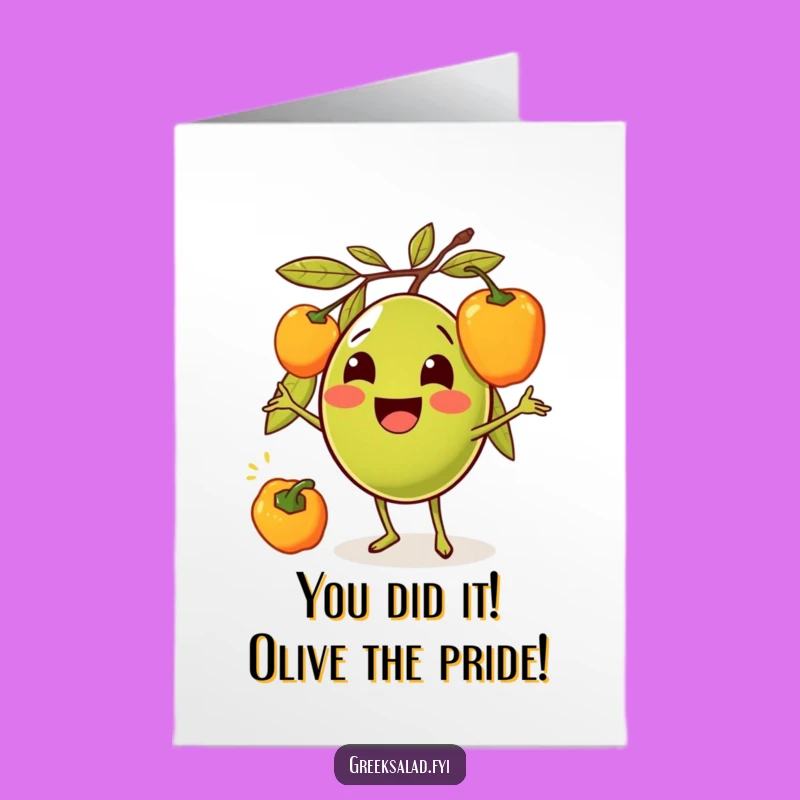 Celebrate their success with a Free Printable Congratulations Card! This olive juggling peppers is a hilarious Print at Home option.