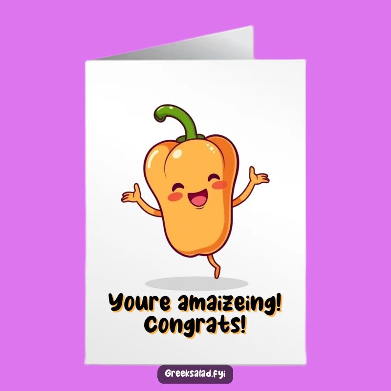 Free Printable Dancing Bell Pepper Congrats Card: Vibrant Downloadable for Big Wins!